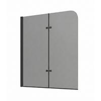 BADEWANNE Austin 2 Teile cm Schwarz mit Rauchglass - 100 x 140 cm - Schwarz, Glas (100/140cm) - Badplaats