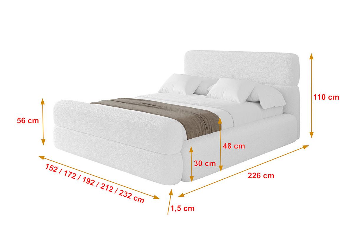 POLSTERBETT mit Bettkasten, Fußteil und Lattenrost, Boxbett ohne Matratze - ENORA-Z 180x200 Weiß - Weiß, Holzwerkstoff/Textil (180/200cm) - ALTDECOR