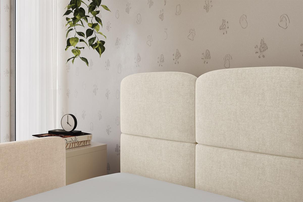 EINZELLBETT Jugendbett mit Bettkasten und Matratze H3/H4, Rechts - KIVY 80x200 Beige - Naturfarben, Holzwerkstoff/Textil (80/200cm) - ALTDECOR