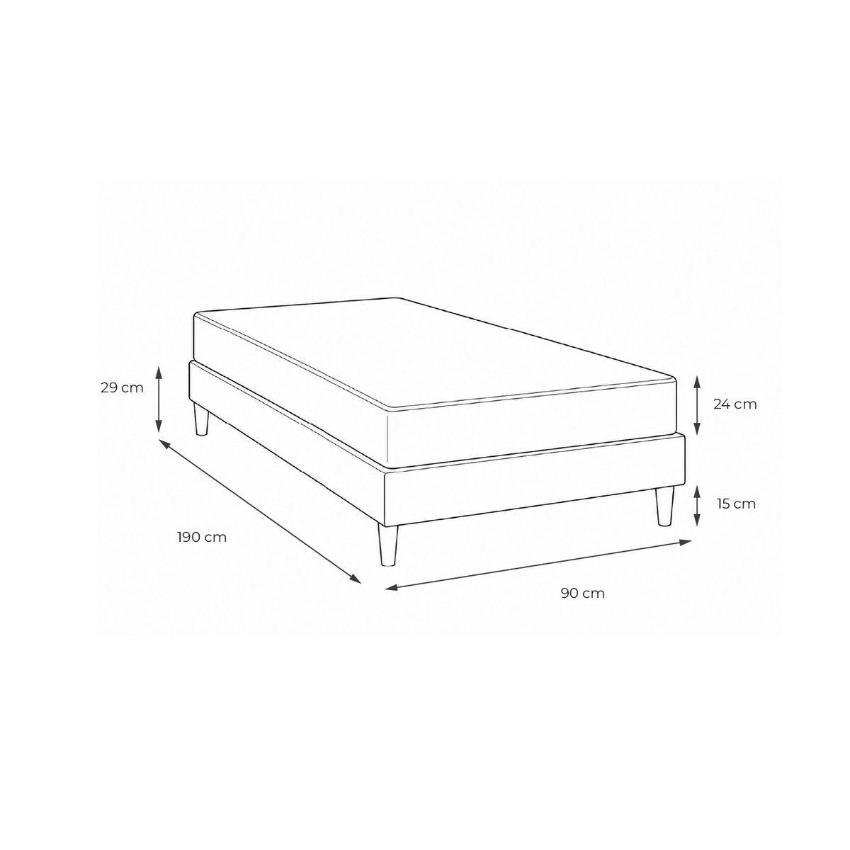 BETT Le Soyeux Taschenfederkern und Memory-Schaum 90 x 190 cm h2 - Kit Bettgestell Beige - Beige, Karton/Holz (90/190cm) - Marmottes & Co