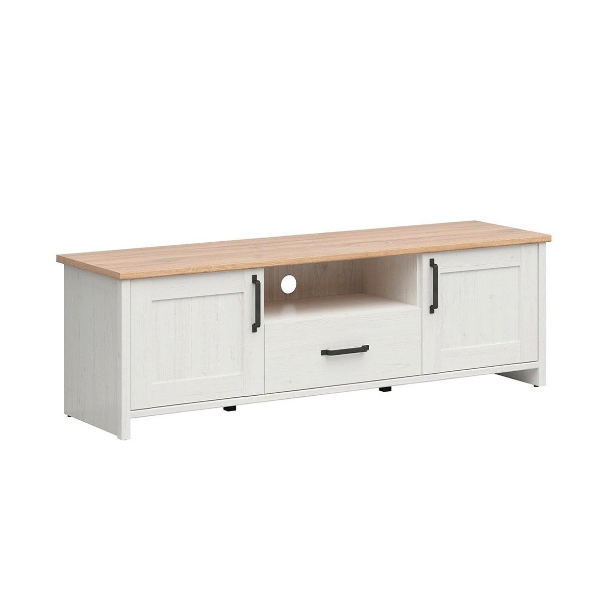 TV-MÖBEL Aksel Weiß und Holz - Weiß, Holzwerkstoff (160/51/44cm) - Petits-meubles