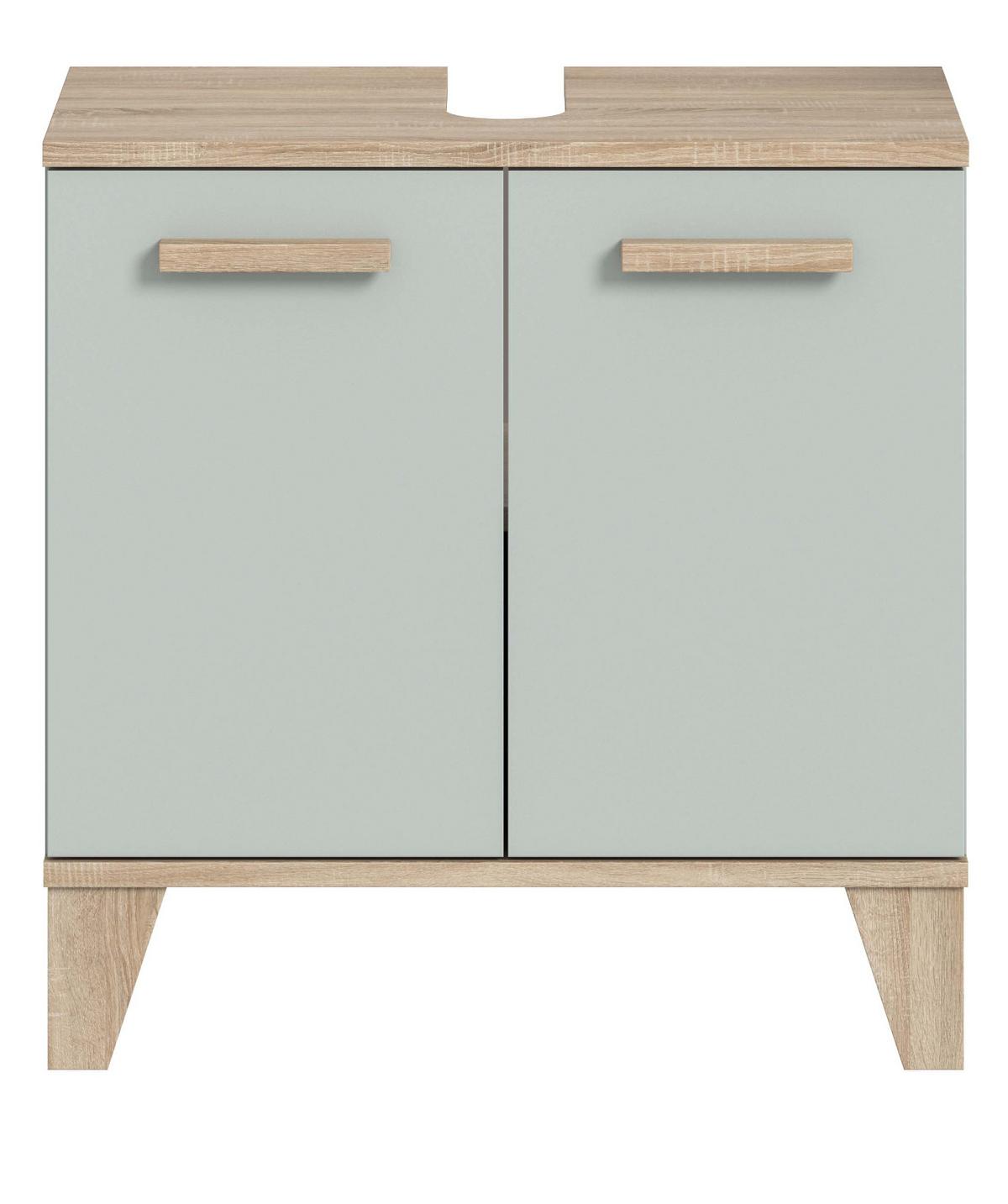 WASCHBECKENUNTERSCHRANK grün, Eiche, Badezimmer Unterschrank skandinavisch 60 cm - Eichefarben/Grün, Holzwerkstoff (60/61/34cm) - Inn.Furn
