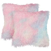 DEKOKISSEN 2er-Set Bunt 45/45 cm Amaryllis - Multicolor, Kunststoff (45/45cm) - Beliani