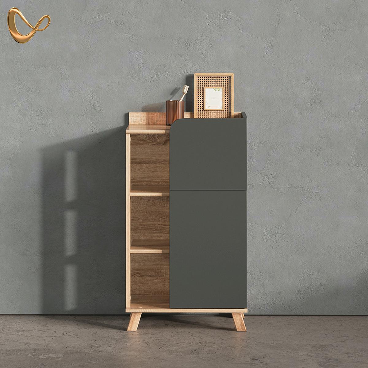 UNTERSCHRANK Marano Anthrazit 50 x 90 cm mit Tür und Schublade - Anthrazit, Holzwerkstoff (50/90/35cm) - Livinity®