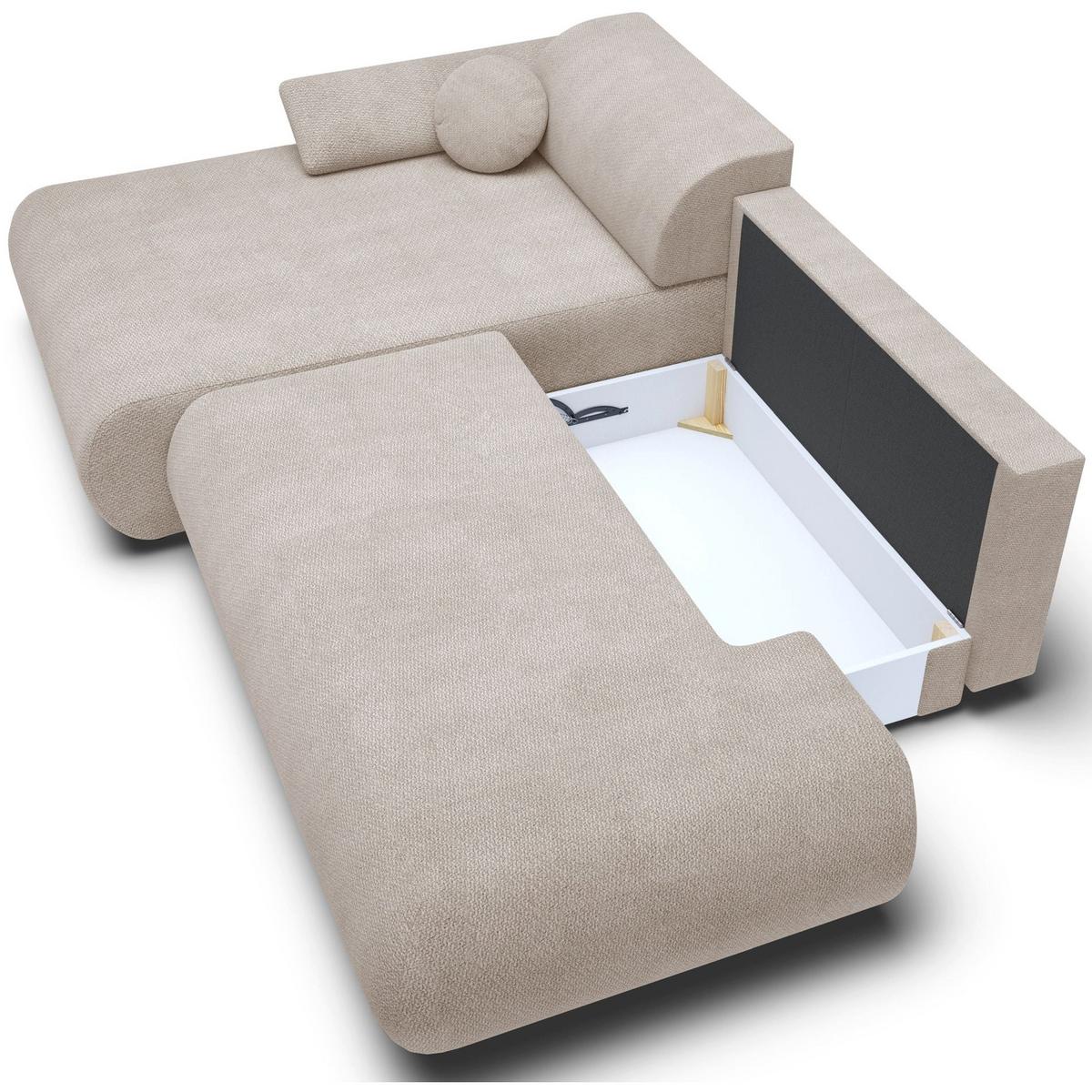 ECKSOFA Armone Hellbeige Chenille - Ecru/Schwarz, Kunststoff/Textil (286/173.5cm) - Selsey