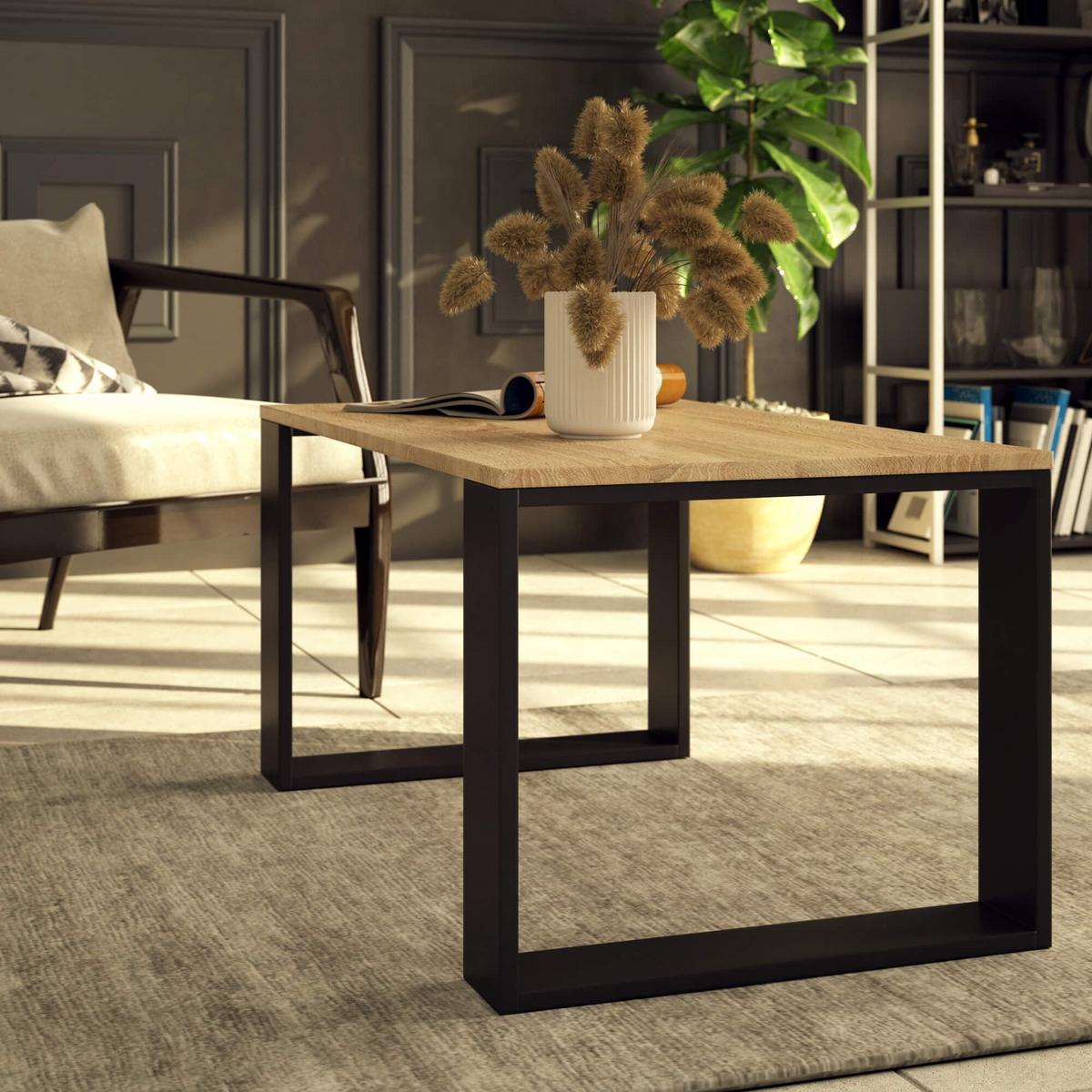 COUCHTISCH Eiche Sonoma, Schwarz 45/92/53 - Schwarz, Textil (53/92/45cm) - RAUMHIRSCH FURNITURE