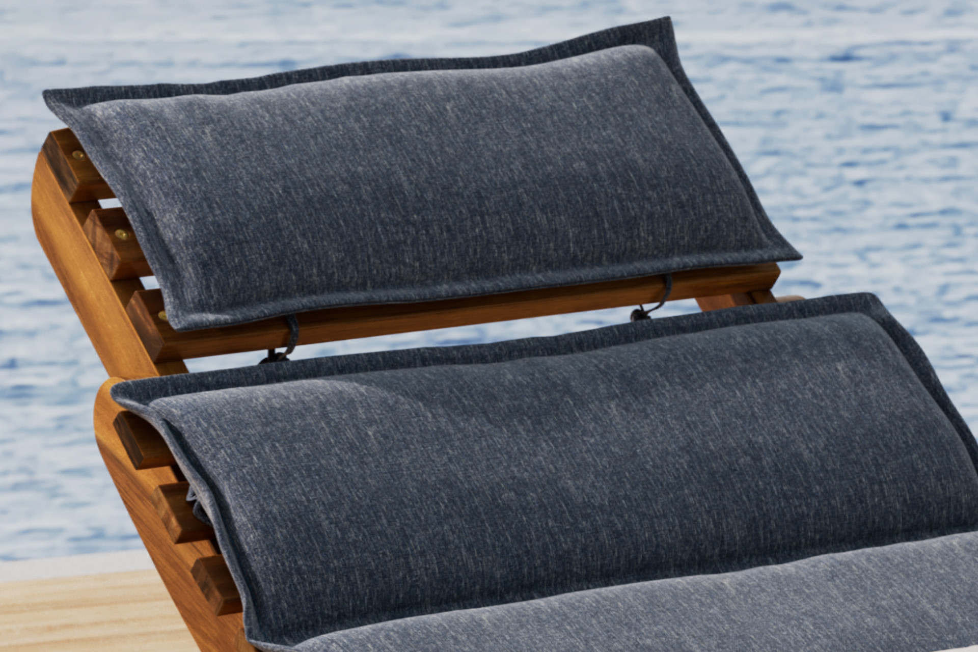 Gartenliege Grau Auflage Webstoff wetterfest Kopfstütze