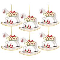 ORNAMENTE SCHAUKELPFERD 2026 Christmas Classics weiß-gold 10,9 x 3,8 x 8,9 cm 6er Set - Goldfarben/Weiß, Keramik (3.8/8.9/10.9cm) - Villeroy & Boch