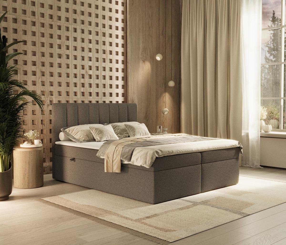 BOXBETT Amaro 160/200 cm Anthrazit im Megan Stoff - Anthrazit/Schwarz, Holz/Holzwerkstoff (160/200cm) - AltaBeds