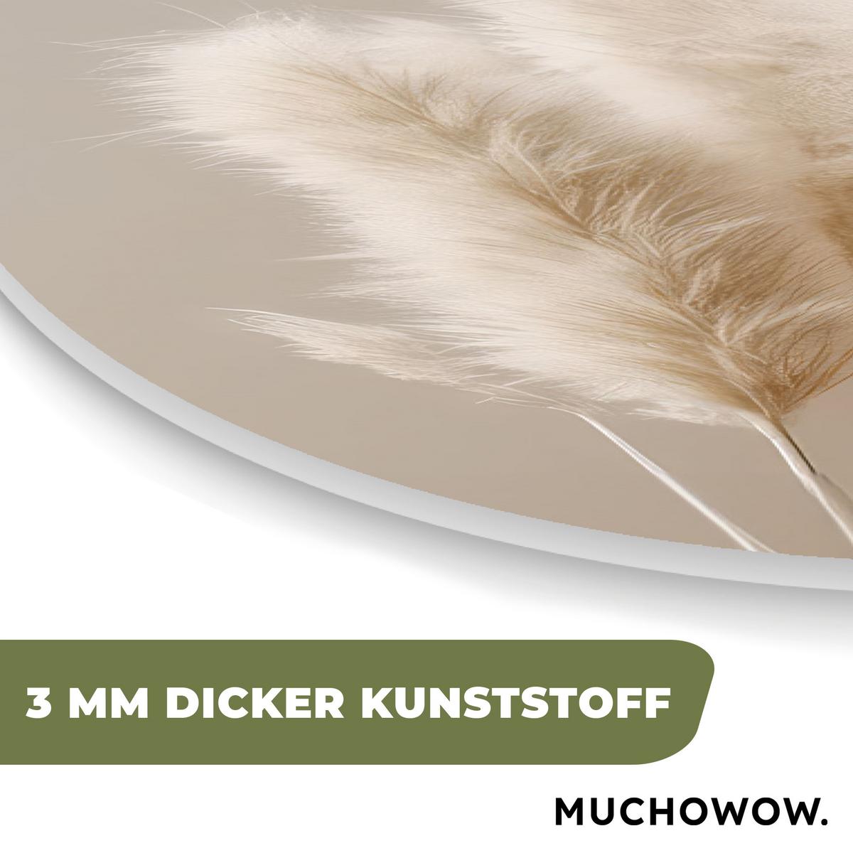 WANDBILD Pampasgras - Federn - Pastell - Weiß Deko Wohnzimmer 40x60 cm - Sandfarben, Kunststoff (40/60cm) - MuchoWow