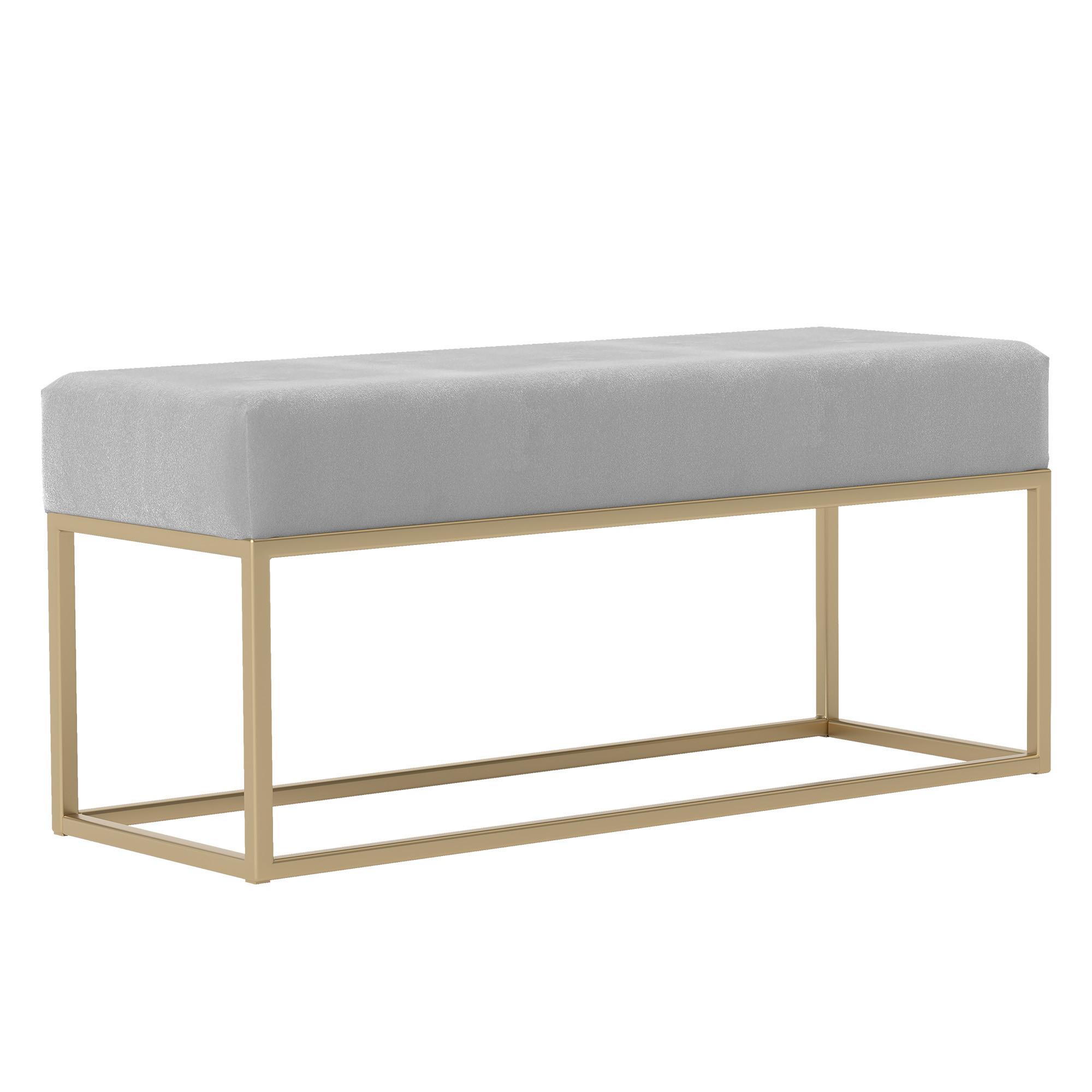 POLSTERBANK STELLA 90 cm Metallgestell, Gold / Grau - Grau, Textil/Metall (90/44/30cm) - Idohome