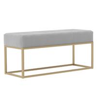 POLSTERBANK STELLA 90 cm Metallgestell, Gold / Grau - Grau, Textil/Metall (90/44/30cm) - Idohome