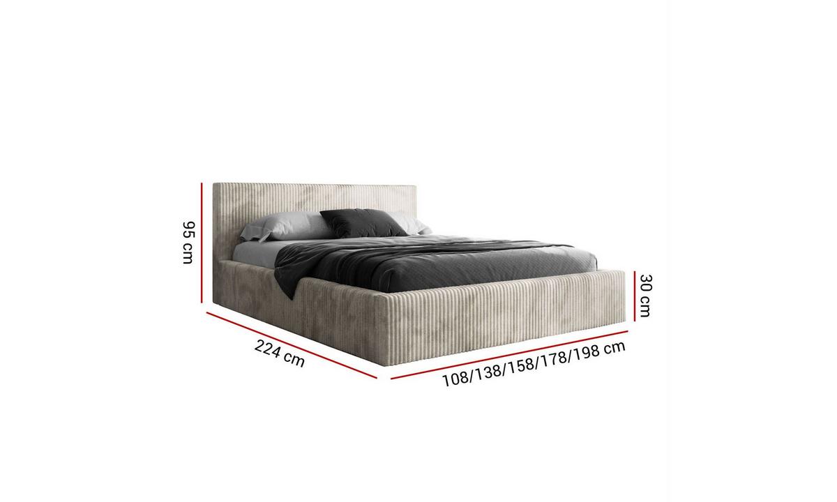 POLSTERBETT TILIA 180x200 cm Tilia 03, 34 Holzlatten, Kopfteil 95 cm - Creme, Textil (180/200cm) - Lookway