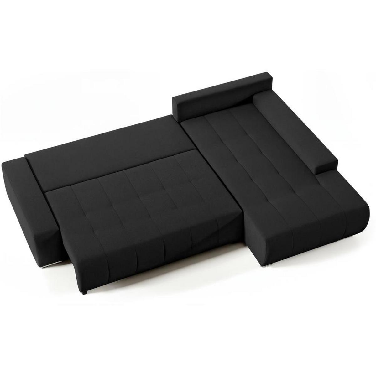 ECKSOFA Draco L schwarz rechts - Chromfarben/Schwarz, Textil/Metall (267/186cm) - Beautysofa