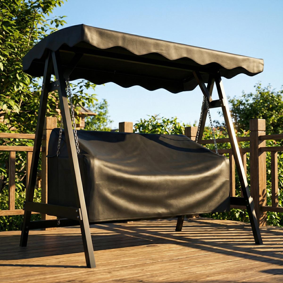 GARTENSCHAUKEL-ABDECKUNG Oxford-Stoff Schwarz - Schwarz, Textil (76/81/185cm) - Outsunny