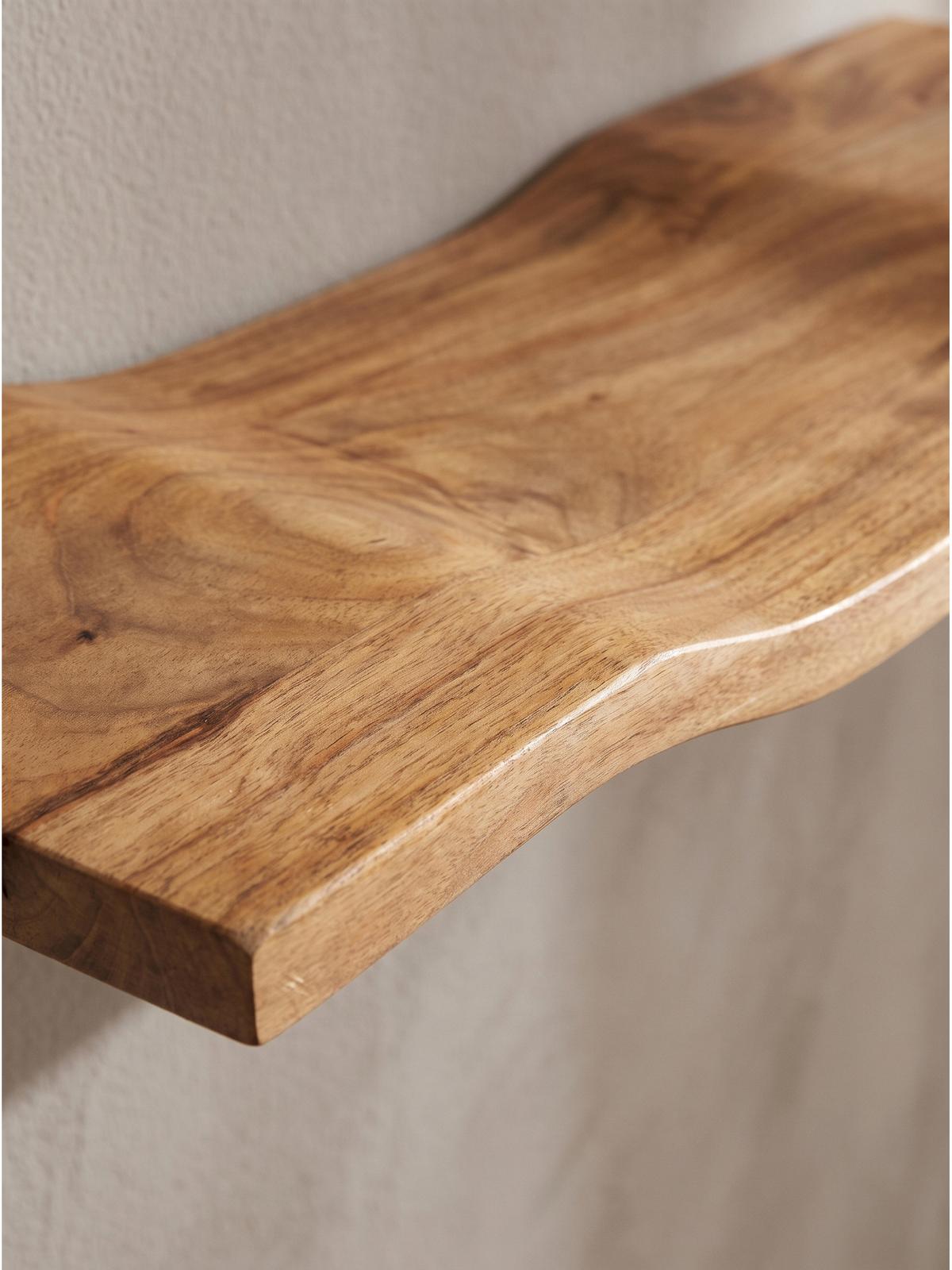 WANDREGAL LEVANTO, Akazie Massivholz, handgefertigt, 120 x 20 x 2,5 cm - Akaziefarben, Holz (120/2.5/20cm) - KADIMA DESIGN