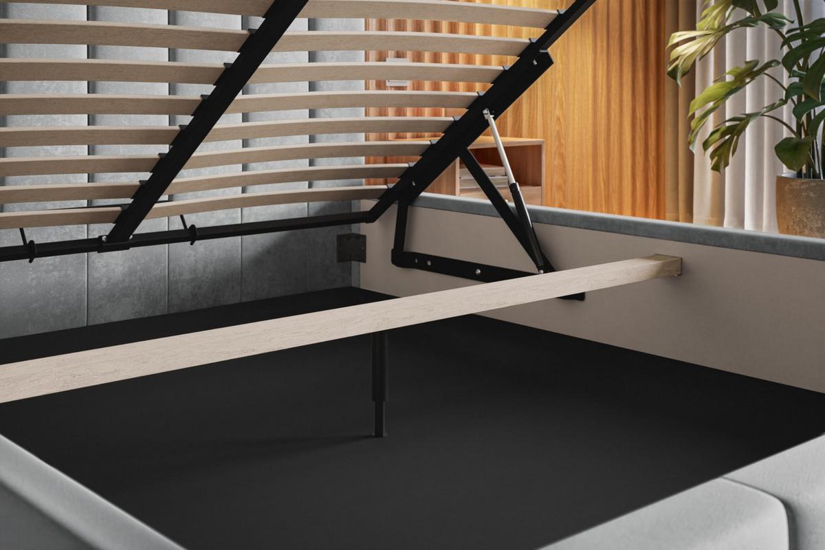 BETT 90x200 - Polsterbett mit Bettkasten und Metallrahmen - Modern Betten - Weicher Jasminstoff - Kollektion Tokio, Weiß - Weiß, Holz/Textil (90/200cm) - Alpi-Möbel