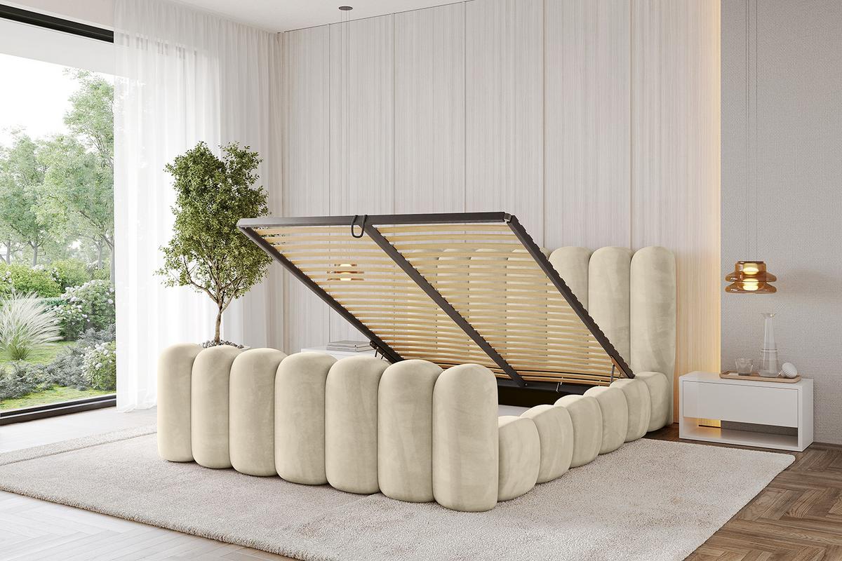 POLSTERBETT mit Bettkasten, Fußteil und Lattenrost, Boxbett ohne Matratze - SENA-Z 140x200 Beige - Ecru, Holzwerkstoff/Textil (140/200cm) - ALTDECOR
