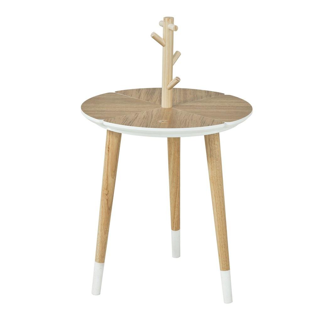 COUCHTISCH mit Tassenhalter FBT38-WN - Ahornfarben, Fell (40/40/66cm) - SoBuy