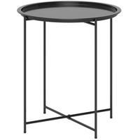 BEISTELLTISCH klappbar Ø46 x 50 cm Rund wetterfest Balkontisch - Schwarz, Metall (46/46/50cm) - Outsunny