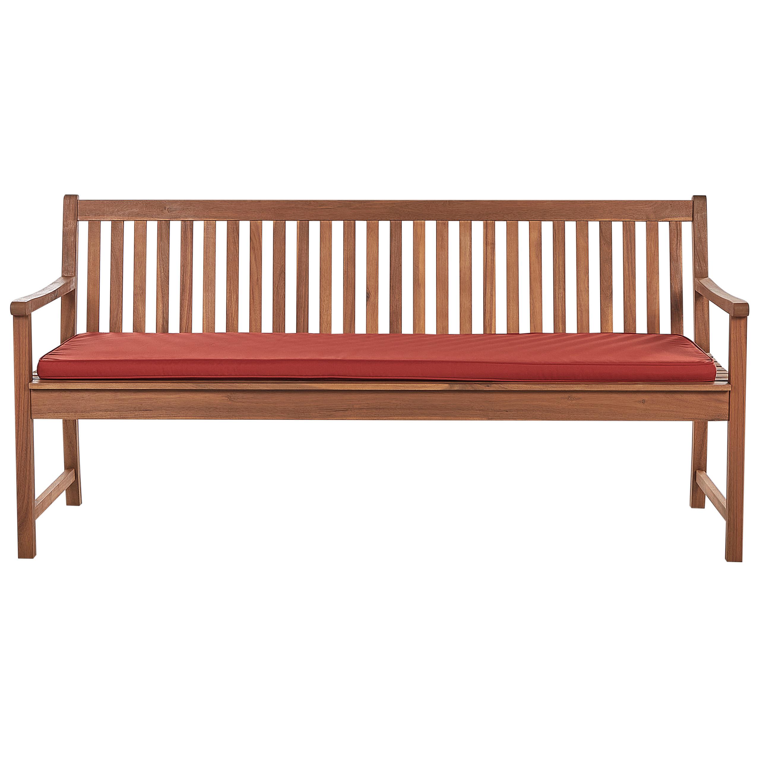 GARTENBANK 3-Sitzer Heller Holzfarbton Vivara - Hellbraun/Rot, Holz (180/88/56cm) - Beliani