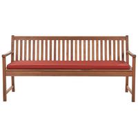 GARTENBANK 3-Sitzer Heller Holzfarbton Vivara - Hellbraun/Rot, Holz (180/88/56cm) - Beliani