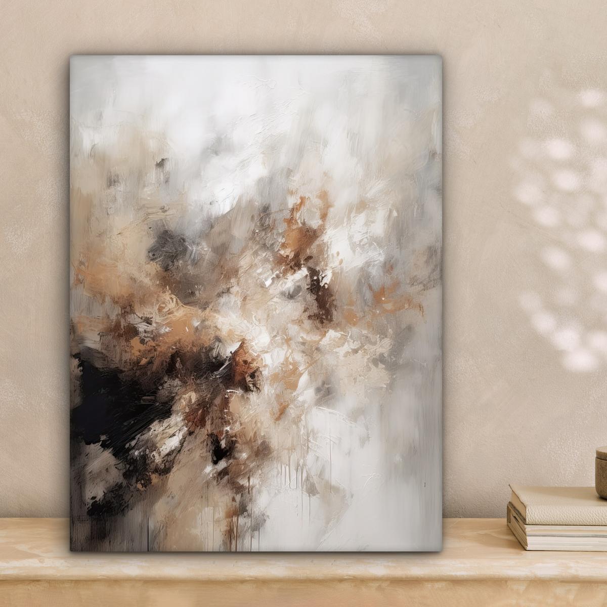 LEINWANDBILD Farbe - Abstrakt - Beige - Kunst Room Decor 30x40 cm - Greige, Textil (30/40cm) - MuchoWow