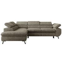 ECKSOFA PABLO L Grau Struktur - Links Seite mit Visco Topper - Schwarz/Grau, Textil/Metall (208/273cm) - MKS