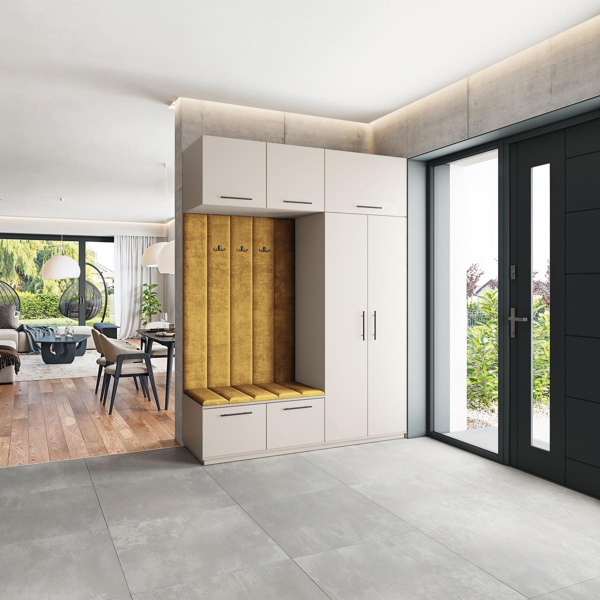 GARDEROBENSCHRANK REMA 180/240/60 cm Modern Garderobe-Set Kaschmir - Kaschmir/Gelb, Holzwerkstoff (180/240/60cm) - MASSENO