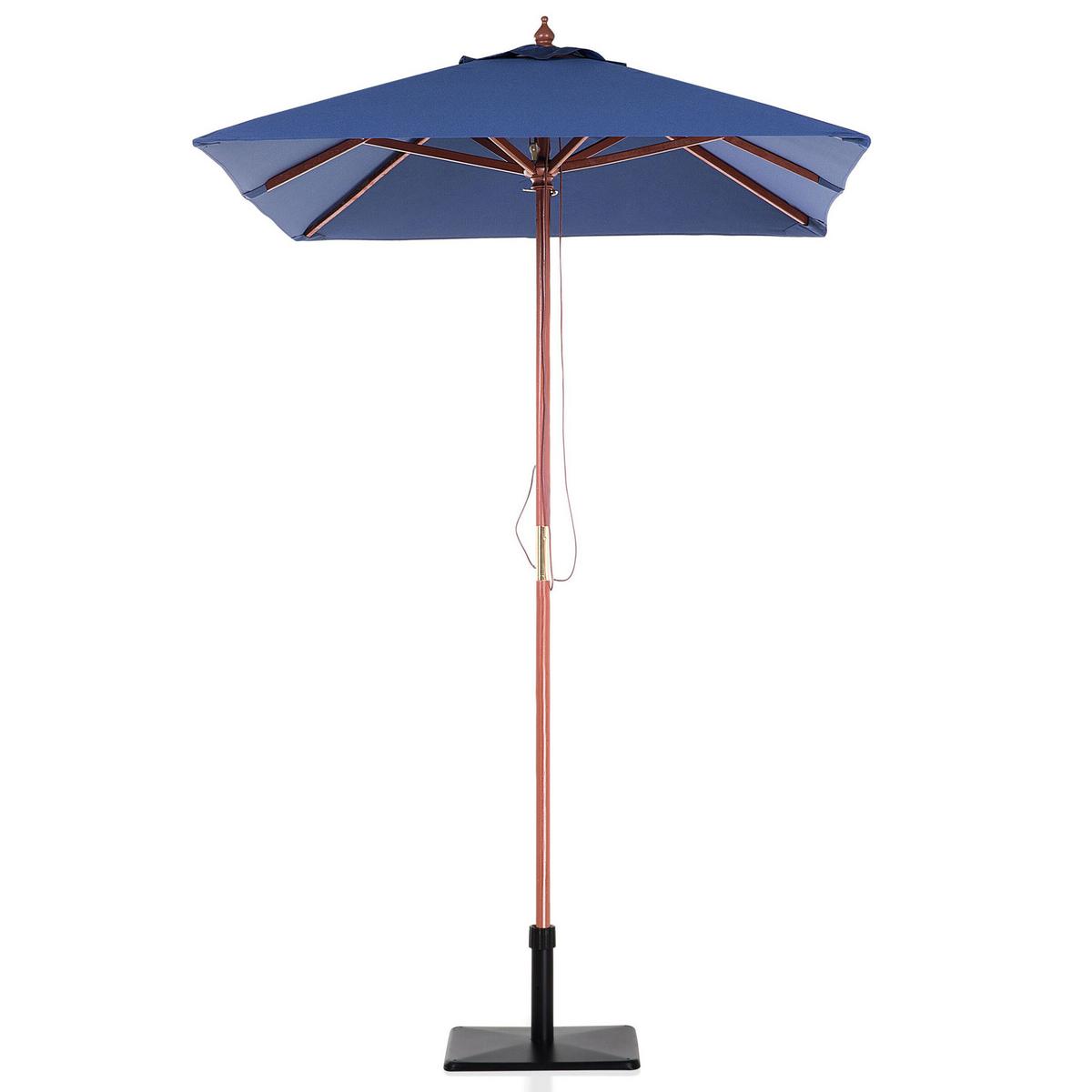 SONNENSCHIRM marineblau 195/144/244 cm Flamenco - Blau/Dunkelbraun, Textil (195/144cm) - Beliani