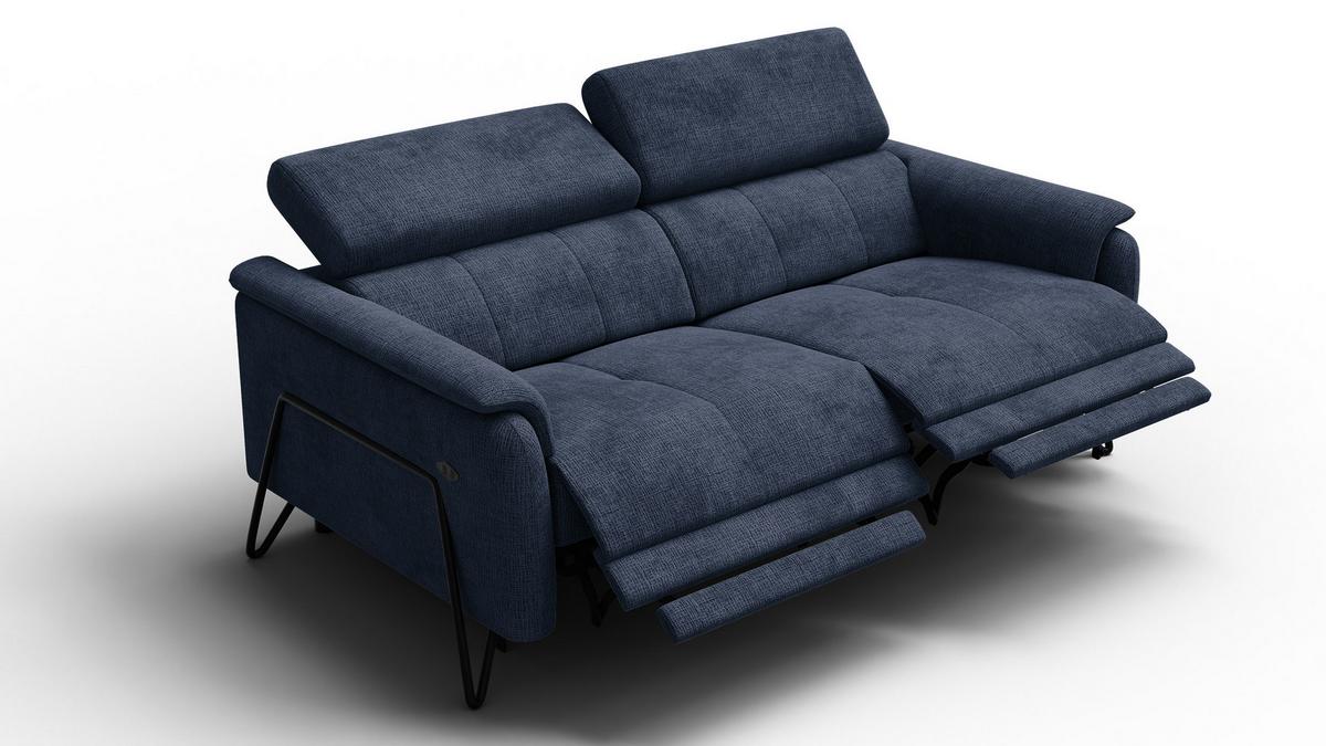 RELAXSOFA RODEN 3-Sitzer, marineblau - Dunkelblau, Holz/Textil (194/82/103cm) - Wozimo