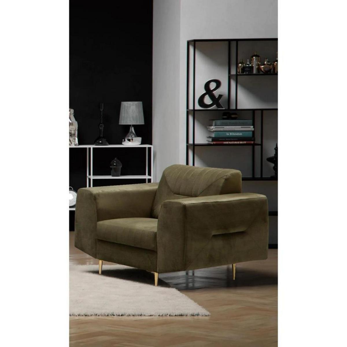 RELAXSESSEL Venezia olivgrün mit goldenen Beinen - Goldfarben/Olivgrün, Textil (112/85/94cm) - Beautysofa