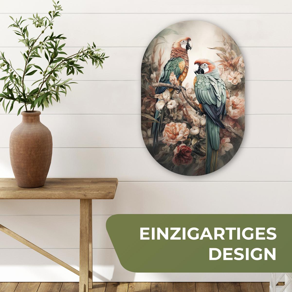 WANDBILD Papageien - Vögel - Natur - Blumen Deko Wohnzimmer 40x60 cm - Baltimorefarben, Kunststoff (40/60cm) - MuchoWow