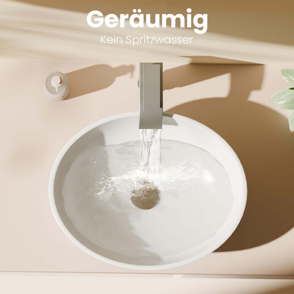 WASCHBECKEN mit pflegeleichter Oberfläche Weiß 41,5 / 33,5 / 13 cm - Weiß Hochglanz, Keramik (41.5/13/33.5cm) - EMKE