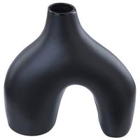 BLUMENVASE Porzellan schwarz Lamia - Schwarz, Keramik (30cm) - Beliani