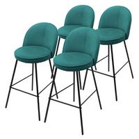 BARHOCKER 4er Set Petrol mit Stoffbezug - Petrol/Schwarz, Textil/Metall (52/102/50cm) - ML-DESIGN