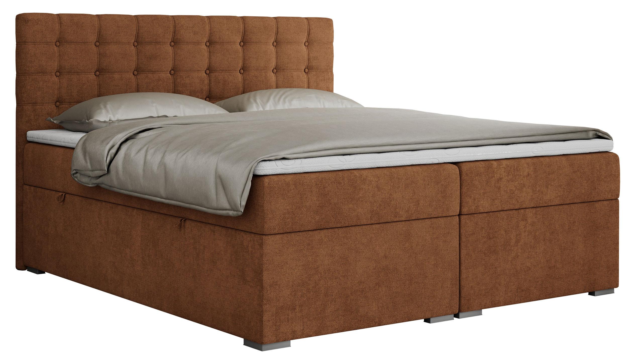 BOXBETT SUSAN 200/200 Orange Struktur - H4 - Orange, Holz/Textil (200/200cm) - MKS