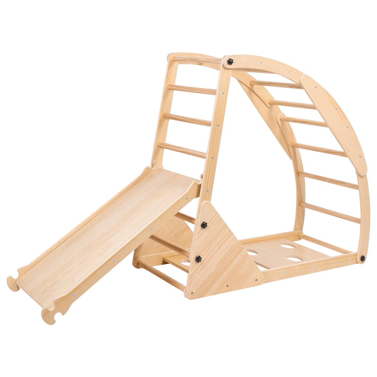 KLETTERBOGEN multifunktional Kiefernholz Hellbraun Calala - Hellbraun, Holz (140/119/48cm) - Beliani