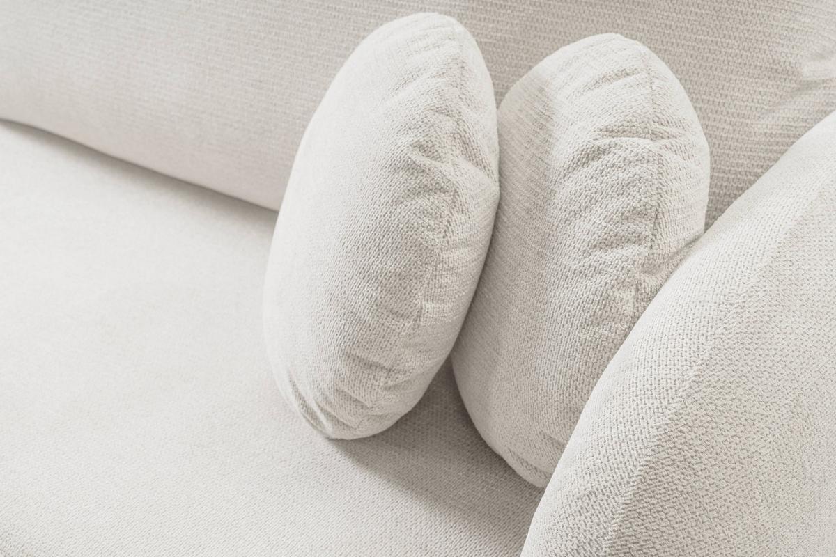 ECKSOFA AMICO L-S Weiß Geflochtener Stoff mit Schlaffunktion - Weiß, Holz (248/174cm) - MASSENO