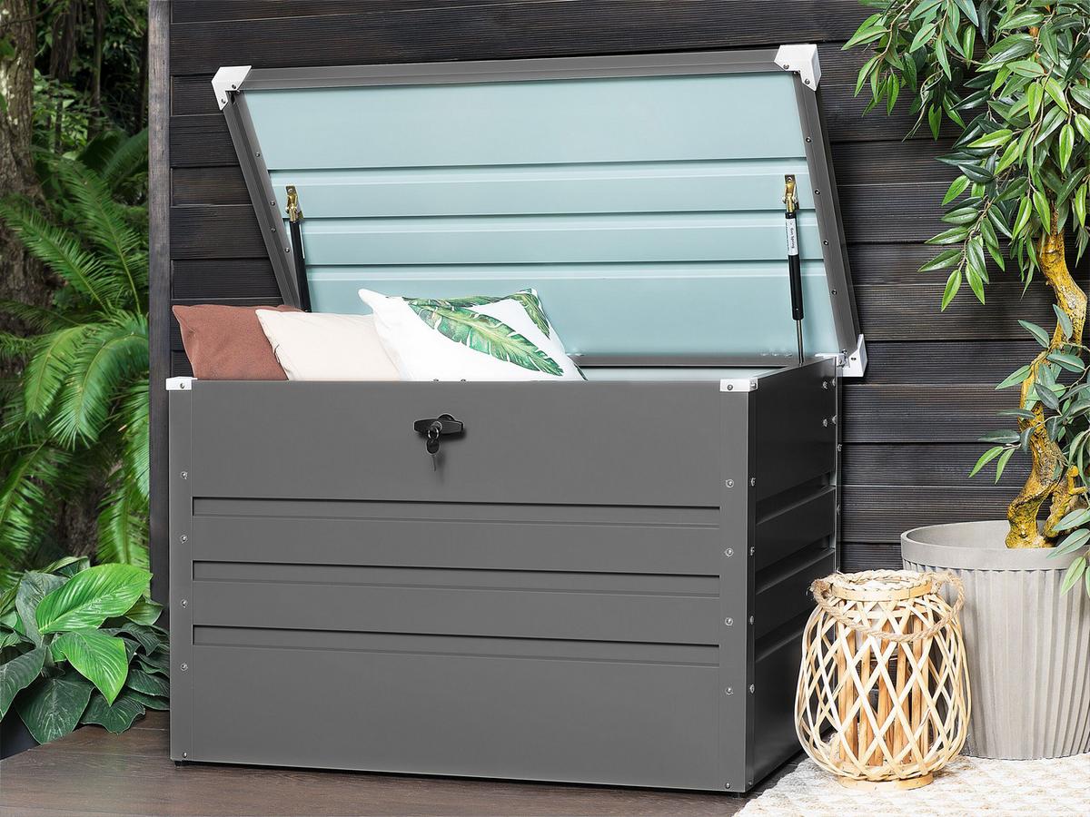 AUFLAGENBOX Stahl grau 100/62 cm Cebrosa - Grau, Metall (100/60/62cm) - Beliani