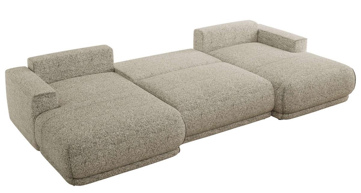 WOHNLANDSCHAFT RINA U Beige Strukture - Beige/Schwarz, Kunststoff/Textil (360/85/170cm) - MKS
