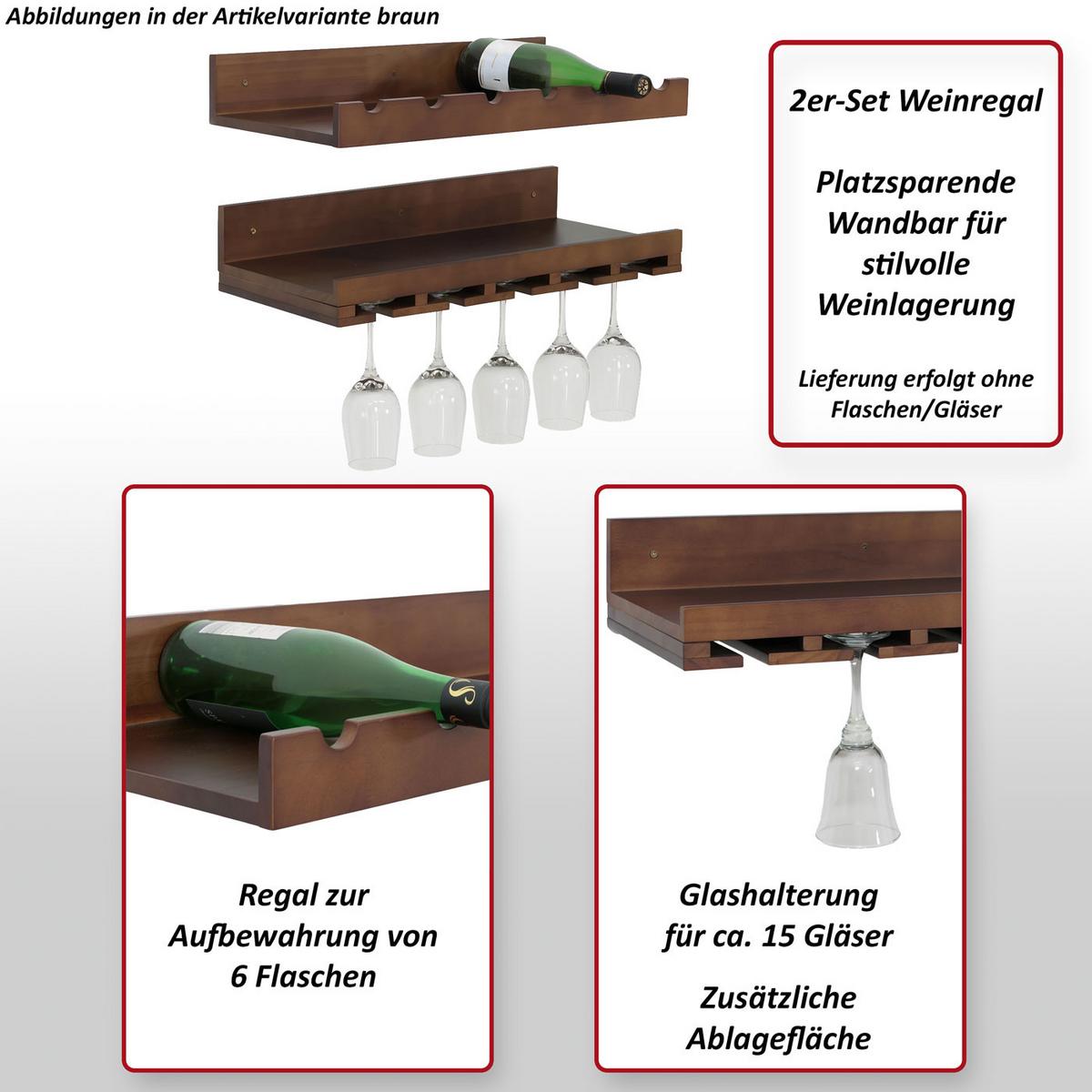 WEINREGAL Schwarz 2er-Set-Set - Schwarz, Holz (61/12/28cm) - MCW