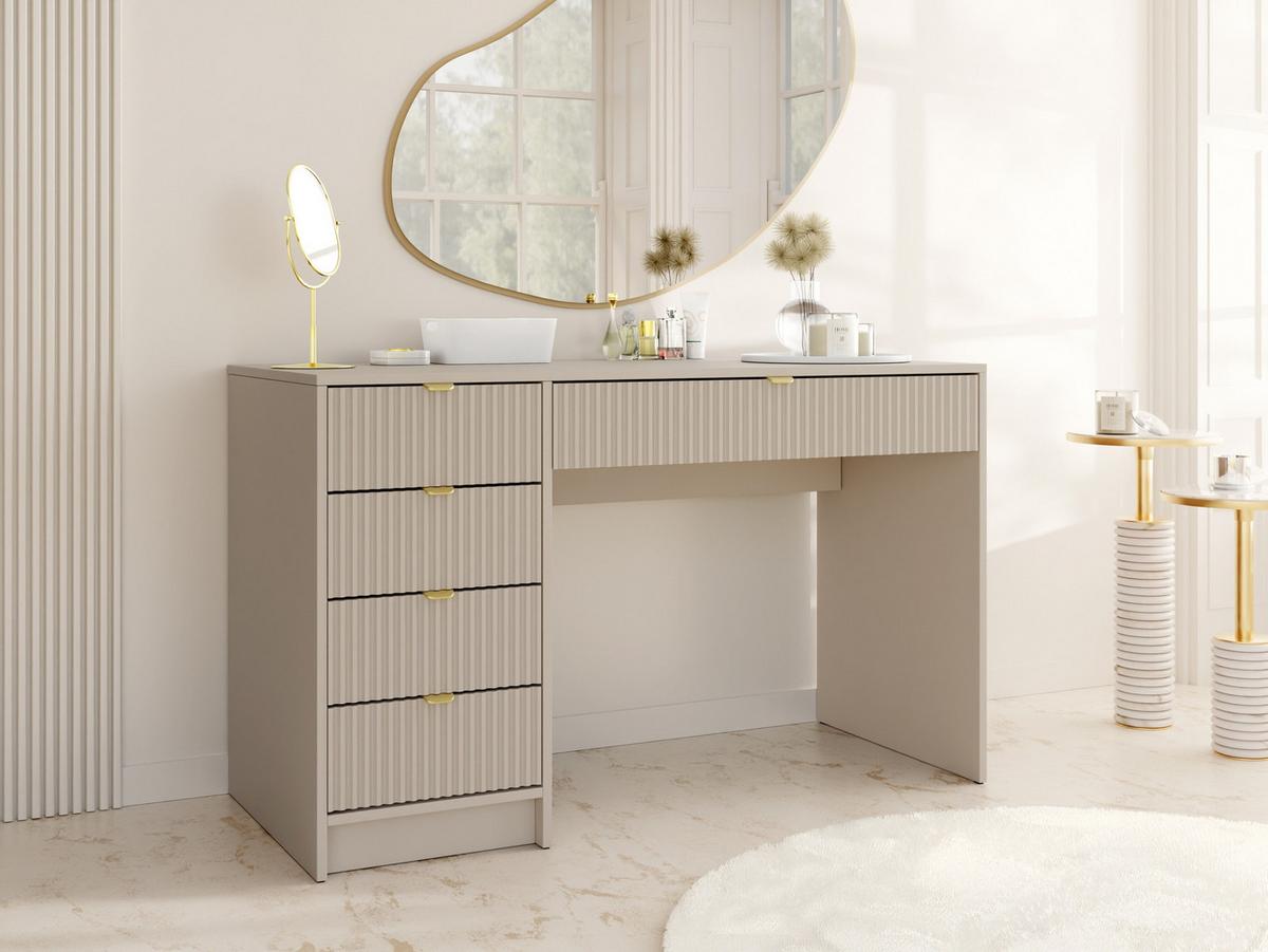 SCHREIBTISCH Tireno - Sandfarben/Goldfarben, Holzwerkstoff/Metall (120/55/76cm) - MIRJAN24