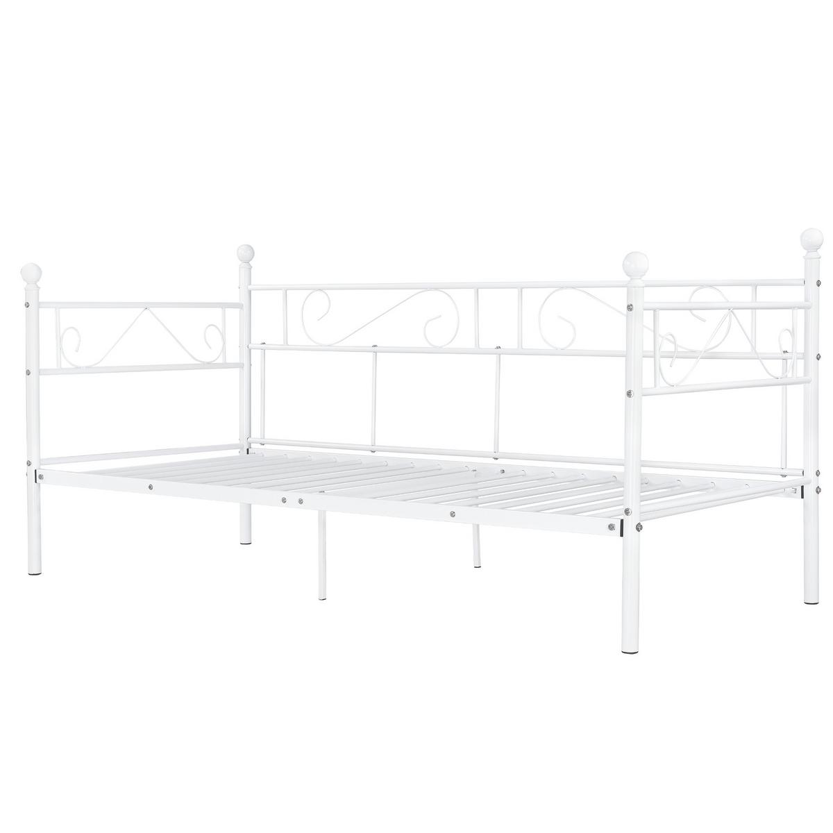 TAGESBETT Granada - Weiß, Metall (90/200cm) - [en.casa]