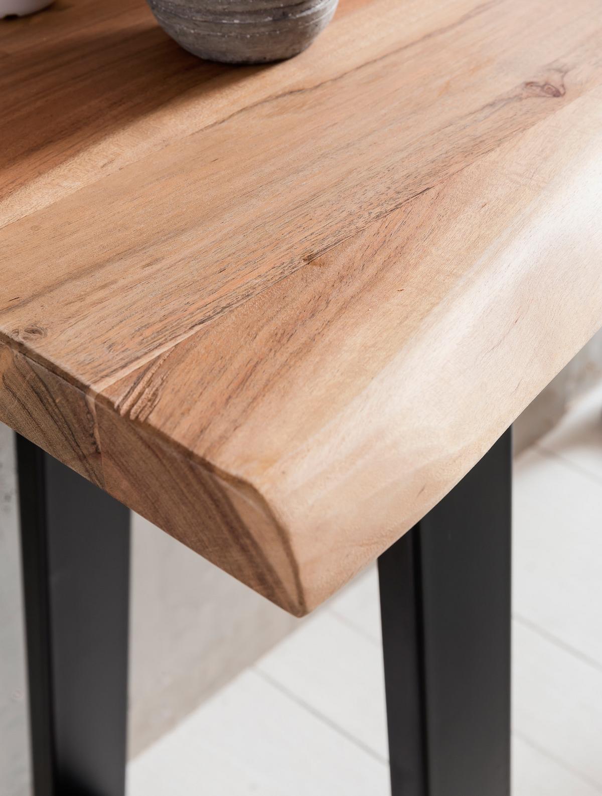 KONSOLENTISCH – Akazienholz, Landhausstil, robuste Metallfüße - Beige/Schwarz, Holz/Metall (45/120/75cm) - KADIMA DESIGN