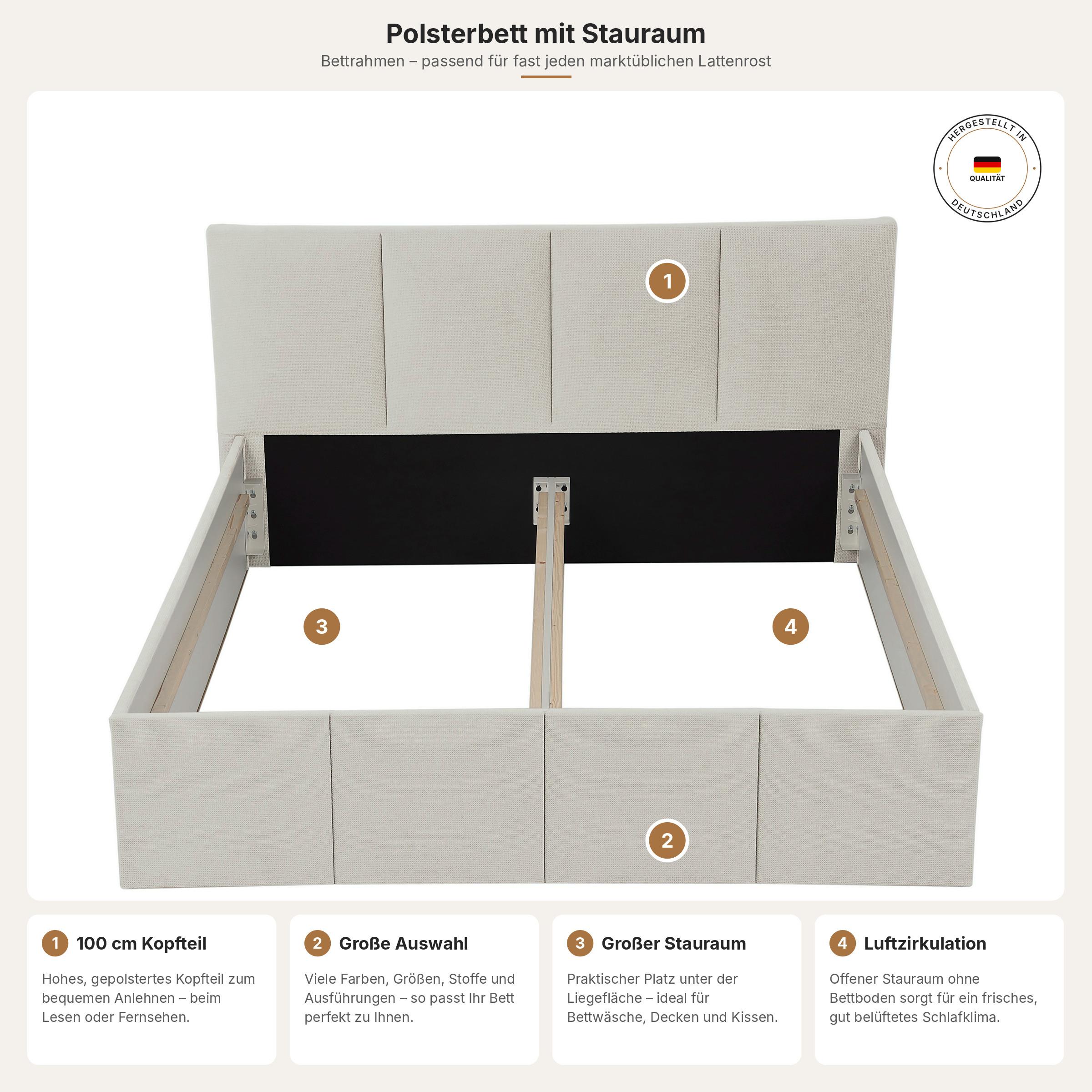 POLSTERBETT Dalas Beige 200 x 200 x 40 cm Stauraum Ohne Matratze und Lattenrost - Beige, Holz (200/200cm) - Halmon Schlafkomfort Betten 