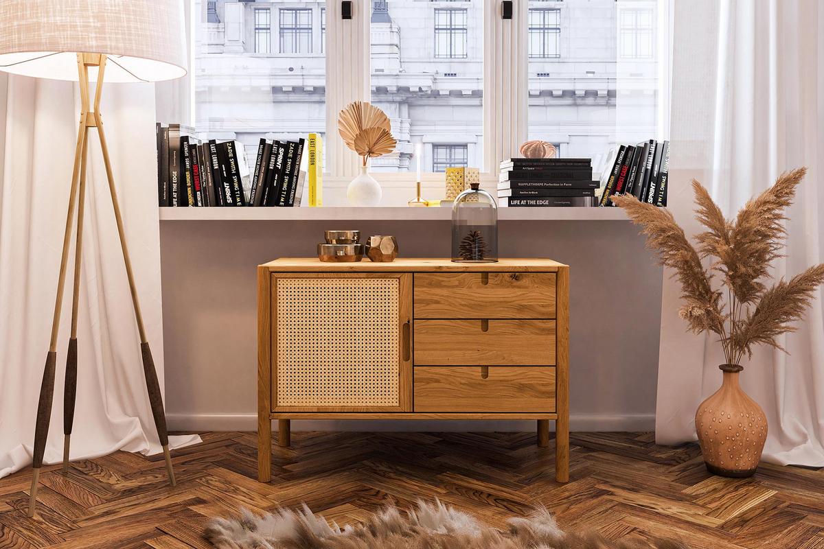 KOMMODE INA Wildeiche - Mokka, Holz (97/69/46cm) - byoak