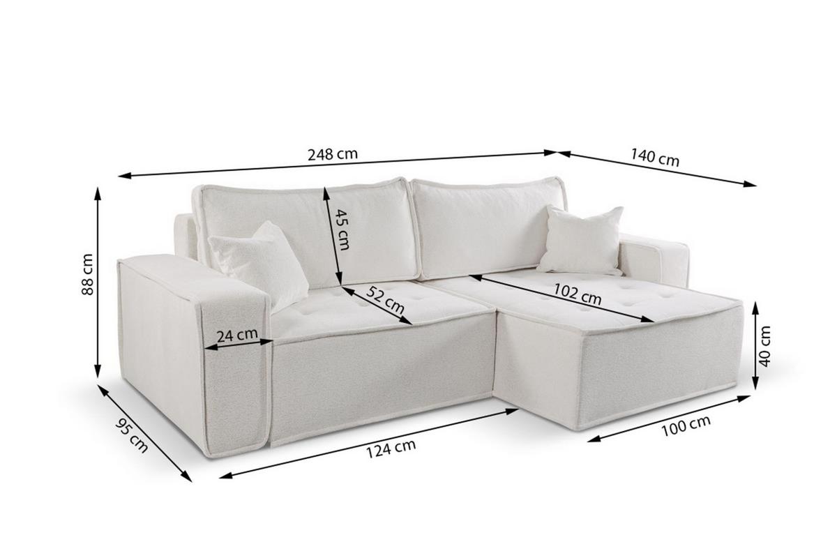ECKSOFA Schlafsofa Flosi In Raven - Anthrazit, Holzwerkstoff/Textil (248/140cm) - Fun Möbel