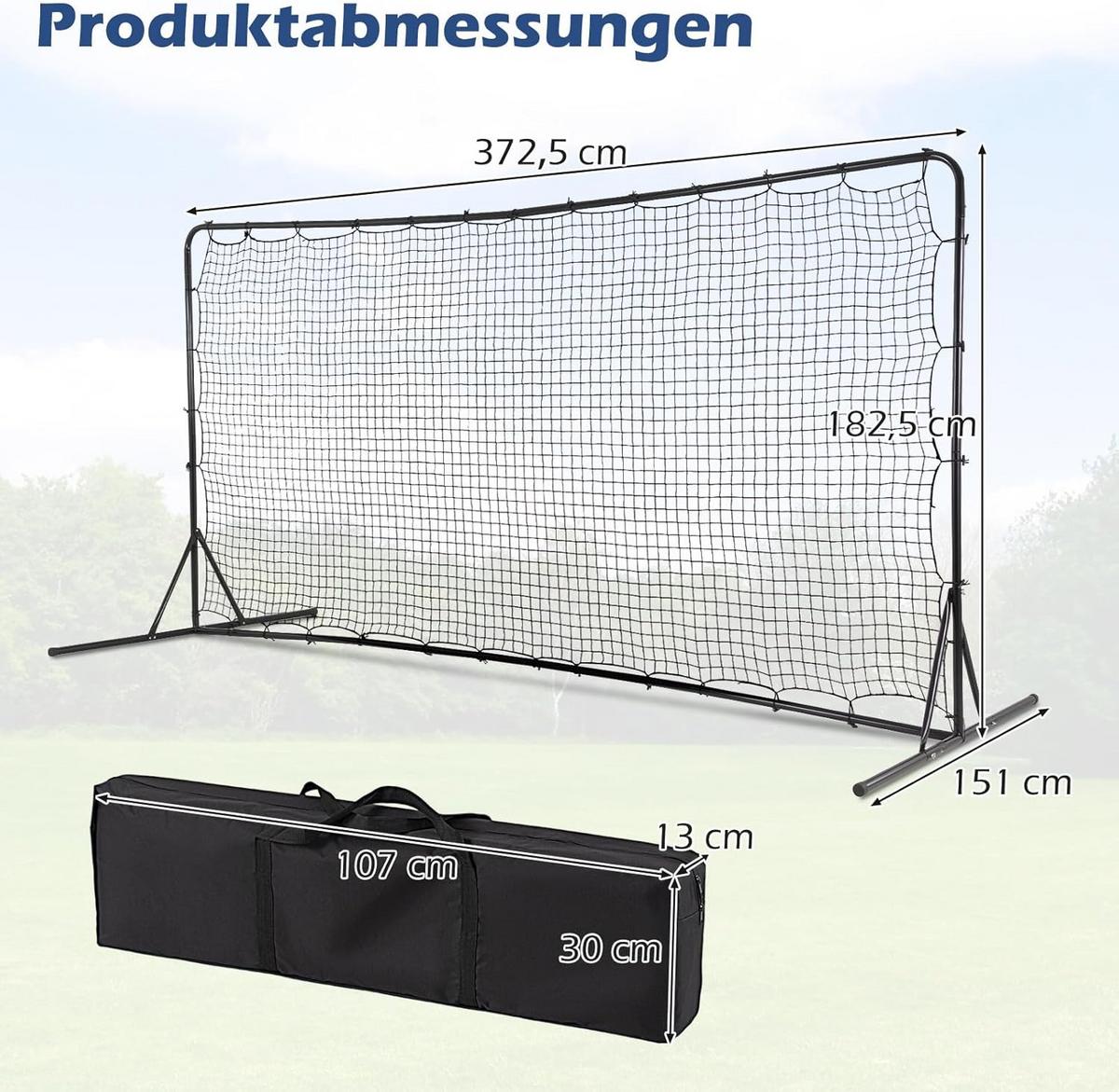 FUBBALLTOR Schwarz - Schwarz, Metall (373/183/151cm) - COSTWAY