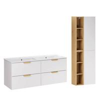 BADMÖBEL 121cm Oria 2er-Set Weiß - Weiß, Holzwerkstoff (121/50/46cm) - Petits-meubles